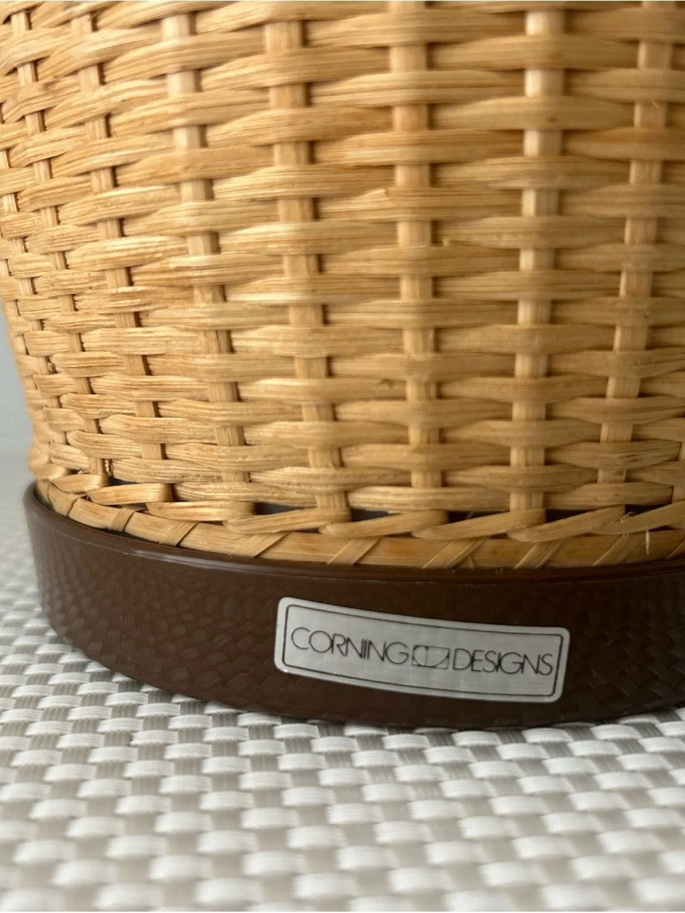 Corning Designs MCM Vintage Rattan Wicker carafe